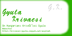 gyula krivacsi business card